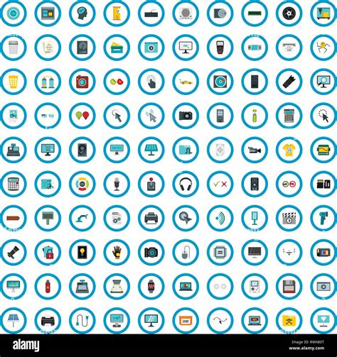 100 Digital Icons Set Flat Style Stock Vector Image And Art Alamy