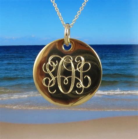 Gold Monogram Necklace 78 14k Gold Filled Disc By Tiposcreations