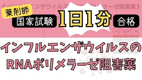 【1日1分薬学生必見】インフルエンザウイルスのrnaポリメラーゼ阻害薬はゴロでサクッと覚えましょう！ Youtube