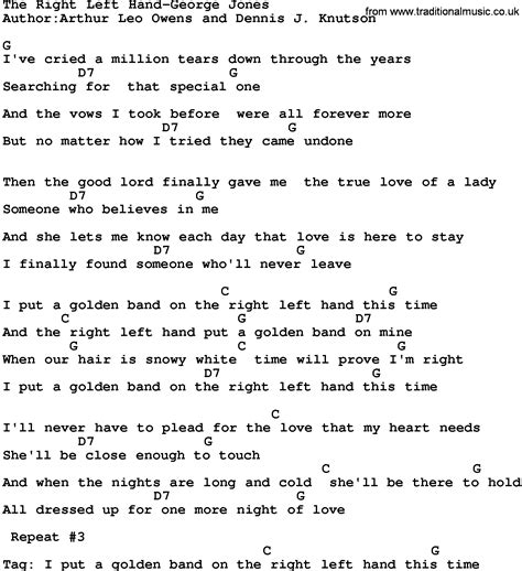 Country Music:The Right Left Hand-George Jones Lyrics and Chords