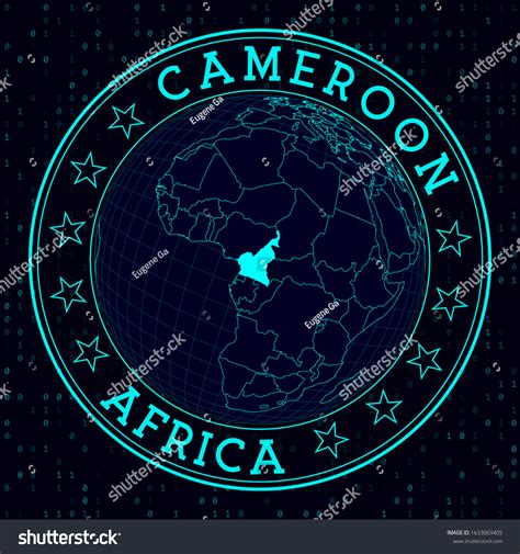 Cameroon Round Sign Futuristic Satelite View Stock Vector Royalty Free