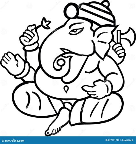 Drawing Or Sketch Of Hindu God Lord Ganesha Or Vinayaka Outline