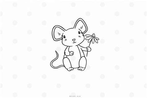 Cute Mouse With Flower Svg Cut File By Michelekae Thehungryjpeg