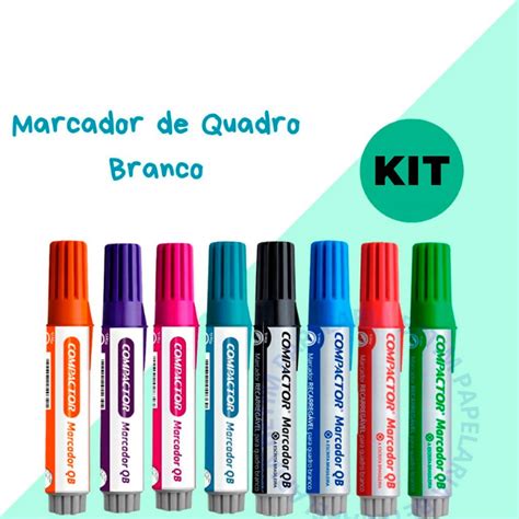Marcadores Para Quadro Branco - Kit 8 ou 4 Marcadores Para Quadro Branco QB Recarregável 8 Cores ...