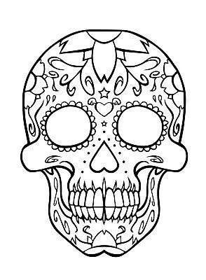 Sugar Skull Line Drawing | Free download on ClipArtMag