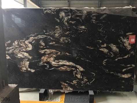 Black Swan Granite Cosmic Black Cosmos Slab Tile From China