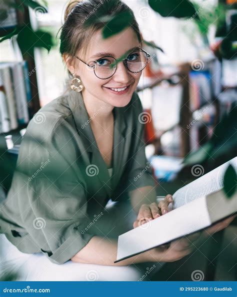 Carefree Lady Enjoying Interesting Book Stock Photo Image Of