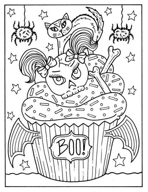 5 Pages Halloween Cupcakes To Color Instant Download Digital Etsy