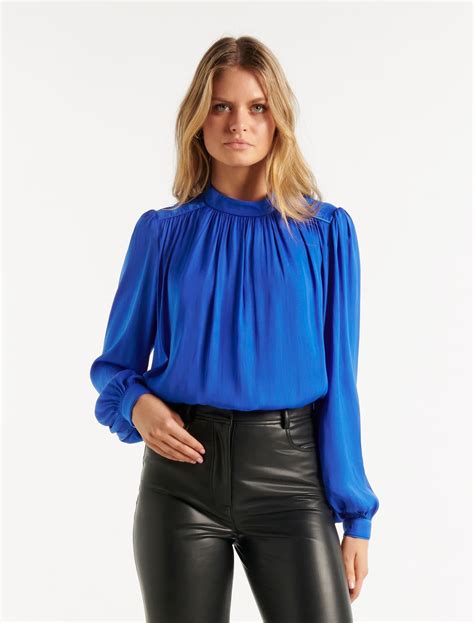 Rachel Satin High Neck Blouse Women S Fashion Forever New