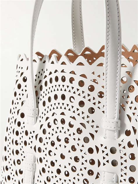 Ala A Mina Small Laser Cut Leather Tote Reversible