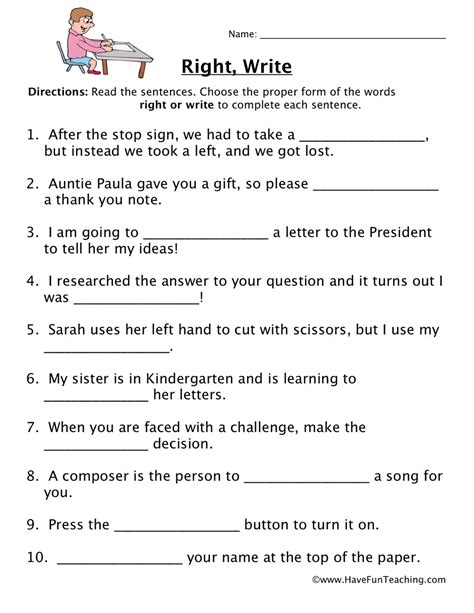 Right Write Homophones Worksheet By Teach Simple