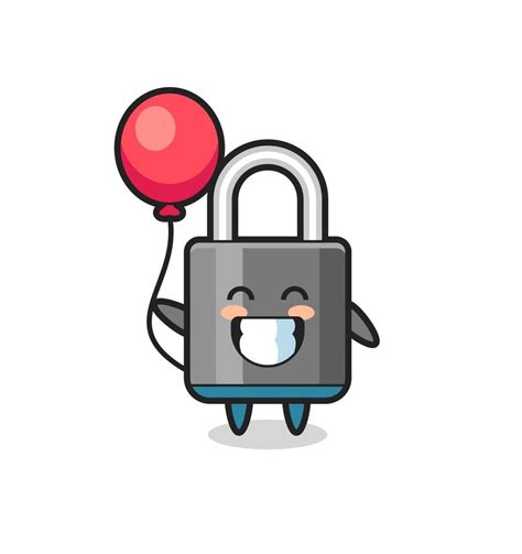 Padlock Mascot Illustration Is Playing Balloon 3283221 Vector Art At