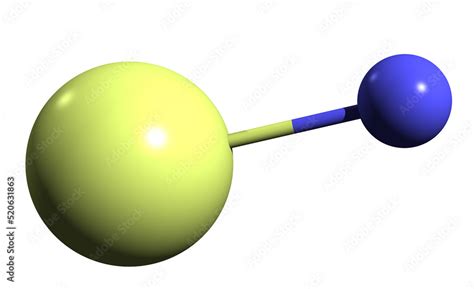 3D image of Lithium fluoride skeletal formula - molecular chemical ...