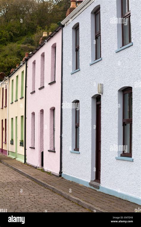 Pastel Coloured Harbour Cottages At Lower Fishguard Aka Abergwaun At