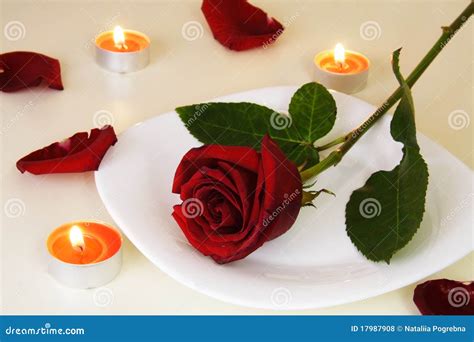 Table Setting for Romantic Candlelight Dinner Stock Photo - Image of ...