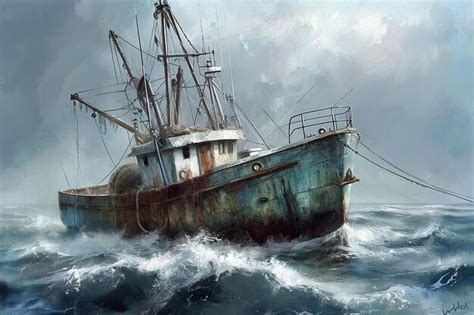 Premium Photo Fishing Trawler At Sea