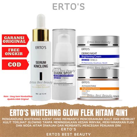 Jual Ertos Paket Whitening Glowing Flek Dan Bintik Hitam 4in1 Serum