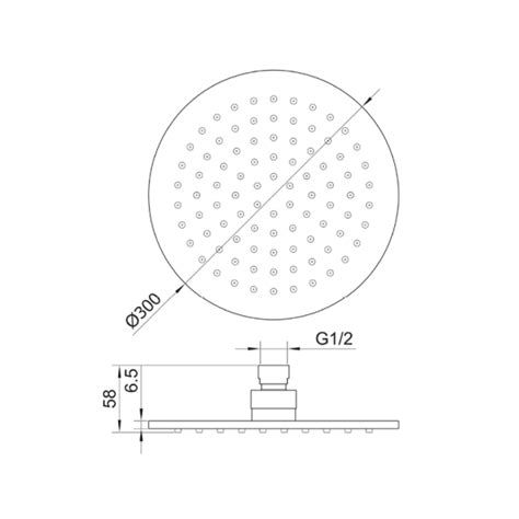 JTP Inox Brushed Stainless Steel 300mm Slim Round Shower Head