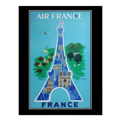 An Air France Poster With The Eiffel Tower On It S Back Side