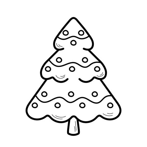 Cute Christmas Tree In Doodle Sketch Style New Year Decorative Element