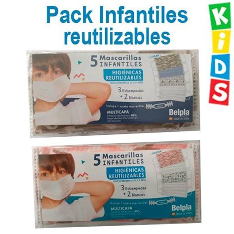 Compra pack de mascarillas infantiles para niños reutilizables