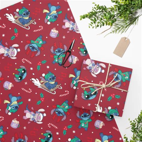 Stitch Christmas Gift Wrap Stitch Wrapping Paper Lilo And Etsy