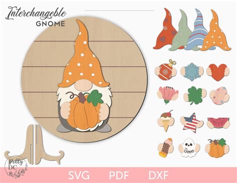 Gnome Laser Cut File Interchangeable Gnome With Stand Svg Etsy