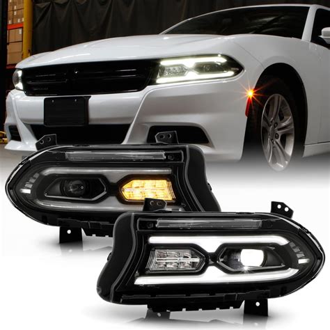 Keekpo For 2015 2023 Dodge Charger Halogen Upgrade Black Housing Full Led