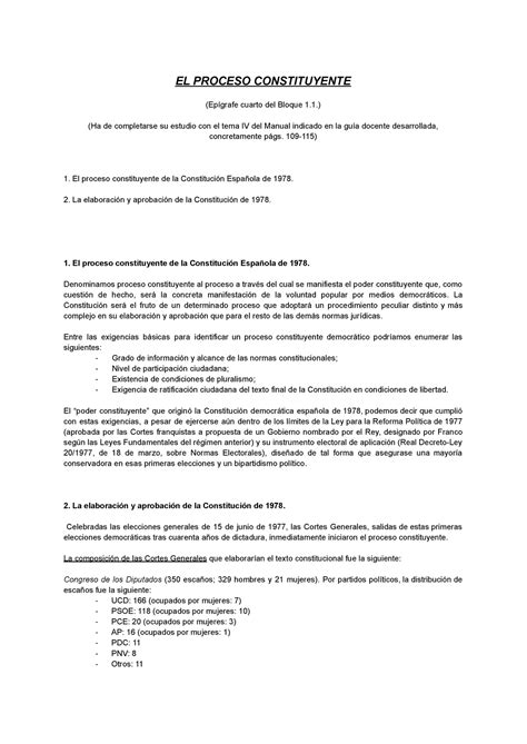 EL Proceso Constituyente EL PROCESO CONSTITUYENTE Epígrafe cuarto