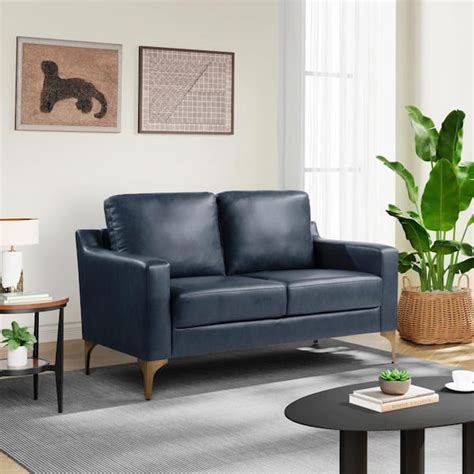 Serta Francis In Blue Faux Leather Seater Loveseat A Nvy