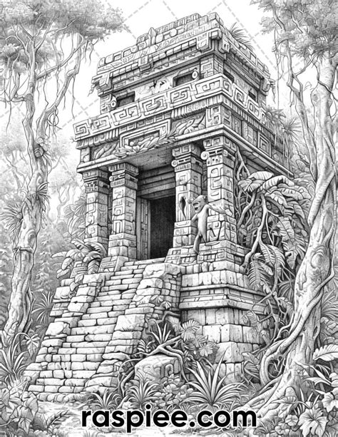 Lost Kingdoms Grayscale Adult Coloring Pages Printable Pdf Instant