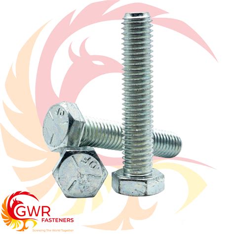 M Hexagon Set Screws Fully Threaded Bolts High Tensile Zinc Plated