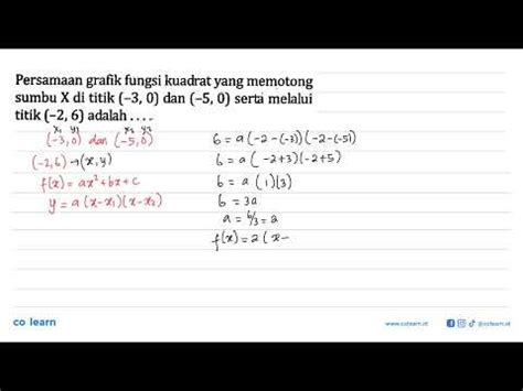 Persamaan Grafik Fungsi Kuadrat Yang Memotong Sumbu X Di Titik