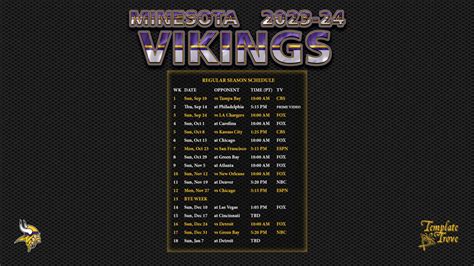 2023-2024 Minnesota Vikings Wallpaper Schedule