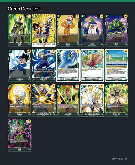 Green Deck Test Dragon Ball Super Card Game Fusion World Deck ...