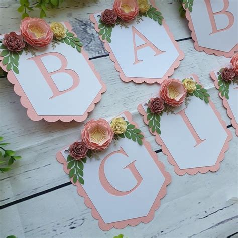 floral baby girl banner personalised baby shower banner baby shower