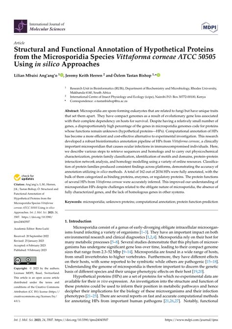 PDF Structural And Functional Annotation Of Hypothetical Proteins