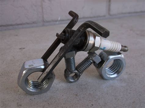 Motorcycle Spark Plug Motorcycle Miniature Model Recycled Metal