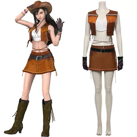 Tifa Lockhart Cosplay Costumes Tour Guide Cowgirl Outfits For Men S