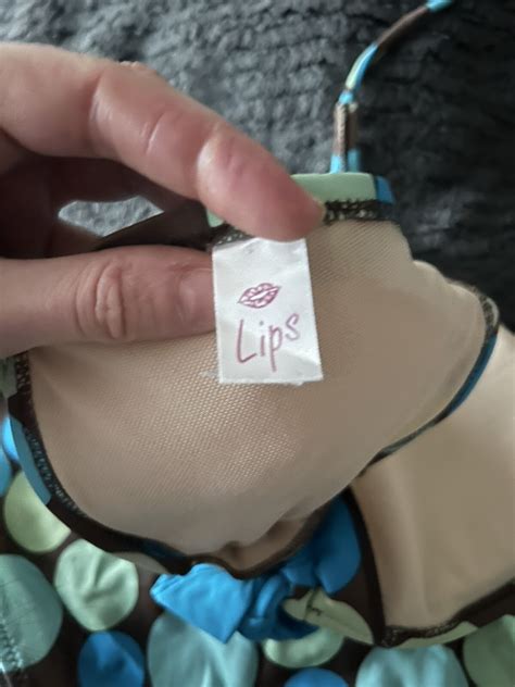 Vintage Lips Halter String Bikini Swimsuit Size Small Gem