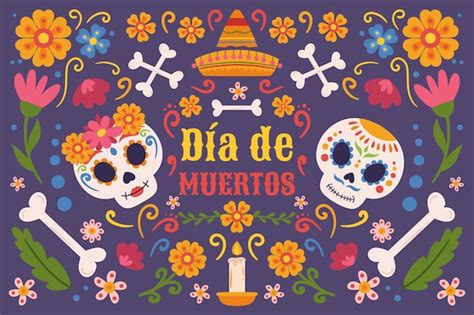 Fondo Plano Para La Celebraci N Del Dia De Muertos Vector Gratis