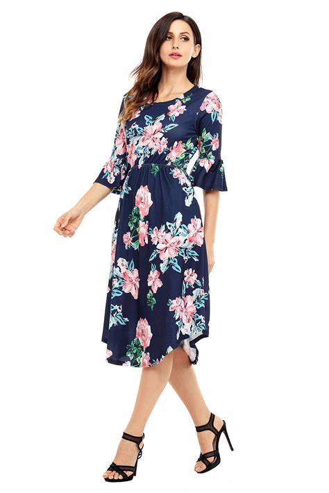 Available In Plus Size Dresses Midi Dress With Sleeves Floral Midi