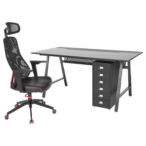 Utespelare Matchspel Gaming Desk Chair And Drawer Unit Black Ikea