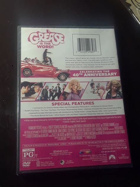 Grease 40th Anniversary Edition Dvd John Travolta Olivia Newton 1978