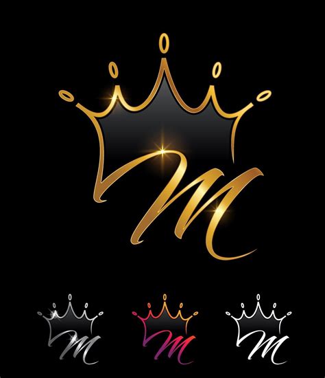 Golden Monogram Crown Initial Letter M 3108113 Vector Art at Vecteezy