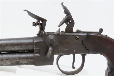 Miles Tap Action Double Barrel Breech Loading Flintlock Pistol 12 14 Candr Antique 004 Ancestry Guns