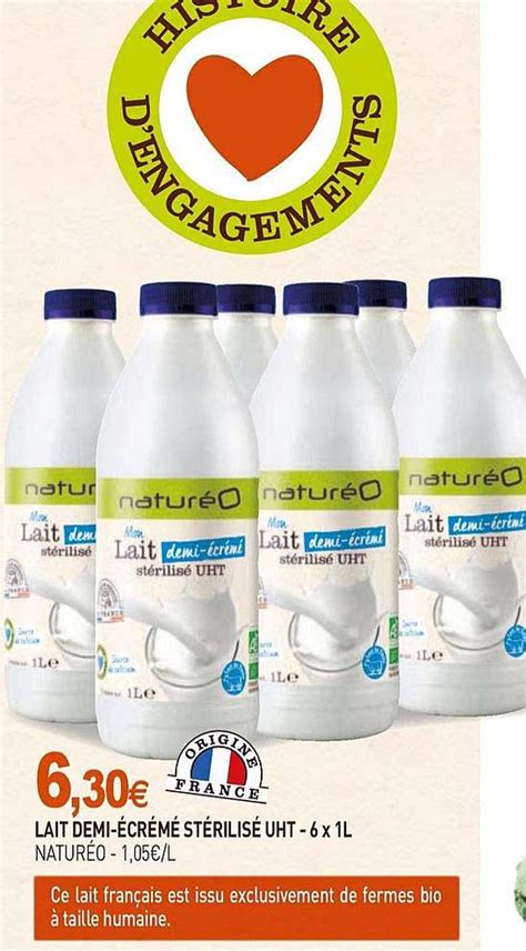 Promo Lait Demi écrémé Stérilisé Uht chez NaturéO iCatalogue fr