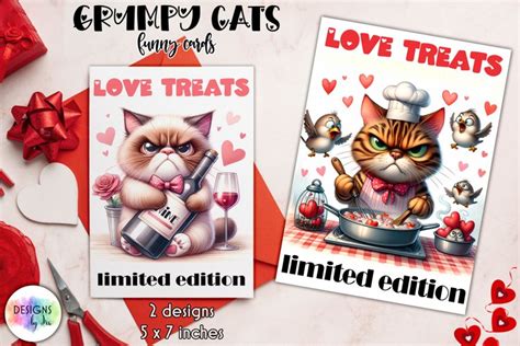 Grumpy Cat Valentine Funny Card Love Treats Valentine Card