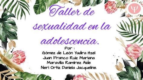 Taller De Sexualidad En La Adolescencia