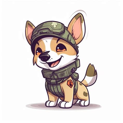 Premium Photo | Cartoon dog wearing a military outfit and a helmet generative ai